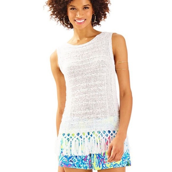 Lilly Pulitzer Luca fringe hem sweater tank - Picture 1 of 7